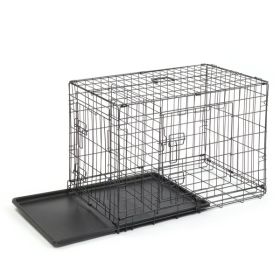 30" Pet Kennel Cat Dog Folding Steel Crate Animal Playpen Wire Metal (Color: as picture)